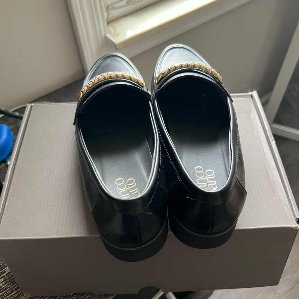Franco Sarto Black Flats with Gold Hardware - Picture 3 of 7